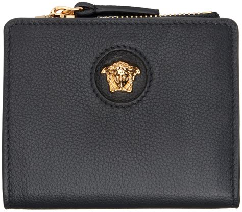 versace black medusa head leather zip wallet|Versace la medusa wallet.